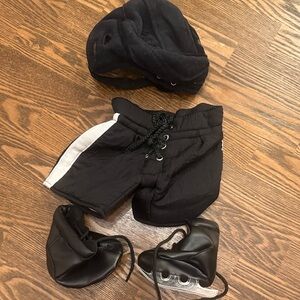 Build-A-Bear Black and White Hockey Shorts, Helmet and Skates